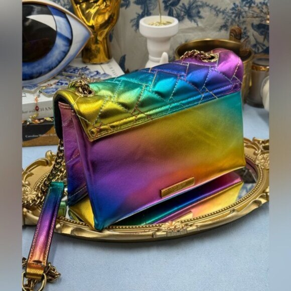 🆕 KURT GEIGER LONDON 🧿 NWOT Medium Leather Kensington Bag, Iridescent Rainbow - Picture 6 of 13
